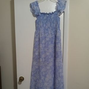 Rue21 Juniors L/Blue Floral Romper Shorts Long Dress Sleeveless S